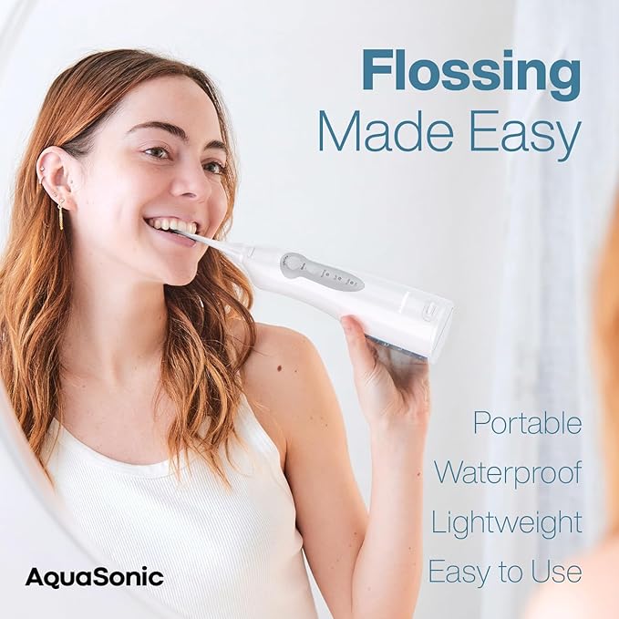 AquaSonic Water Flosser - Cordless Rechargeable Water Flossers for Teeth Cleaning - Waterproof Aqua Flosser, Portable Oral Irrigator for Dental Cleaning with 5 Jet Tips – Braces Home Travel.