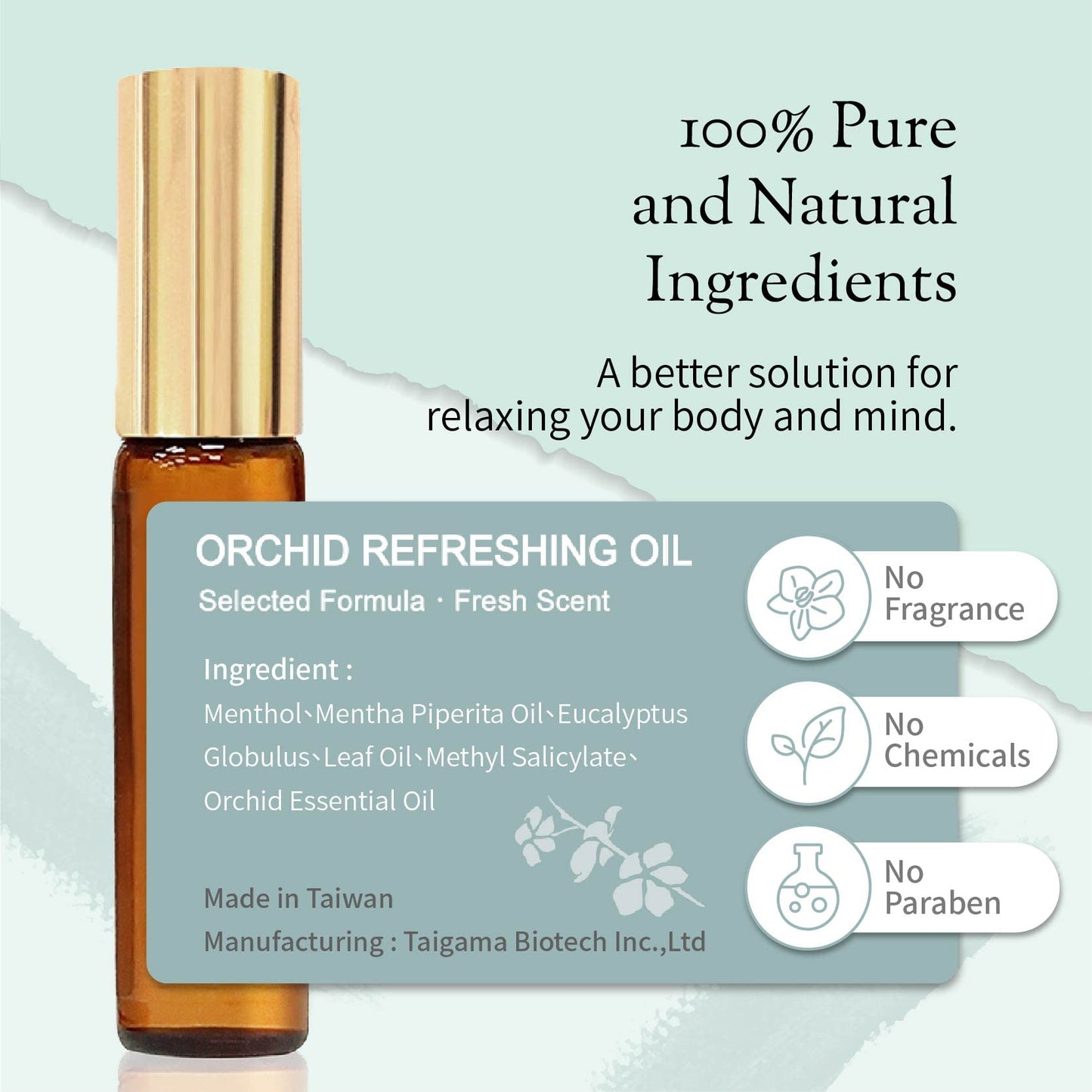 Organic and Kid-Friendly Essential Oil Blend Roll on for Stress Relief, Headache, Itch Relief and Heat Stroke, Includes Orchid, Menthol, Peppermint, Eucalyptus, Wintergreen, 5 ml.