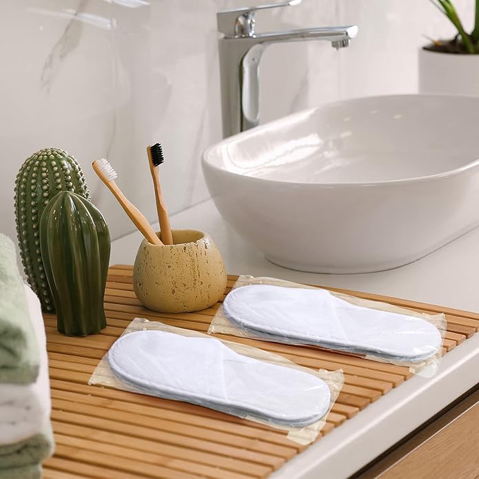 JaGely 120 Pairs Bulk Disposable Slippers Non Slip Hotel Spa Slippers Fluffy Closed Toe for Home Indoor Wedding Travel Party Guests Men Women