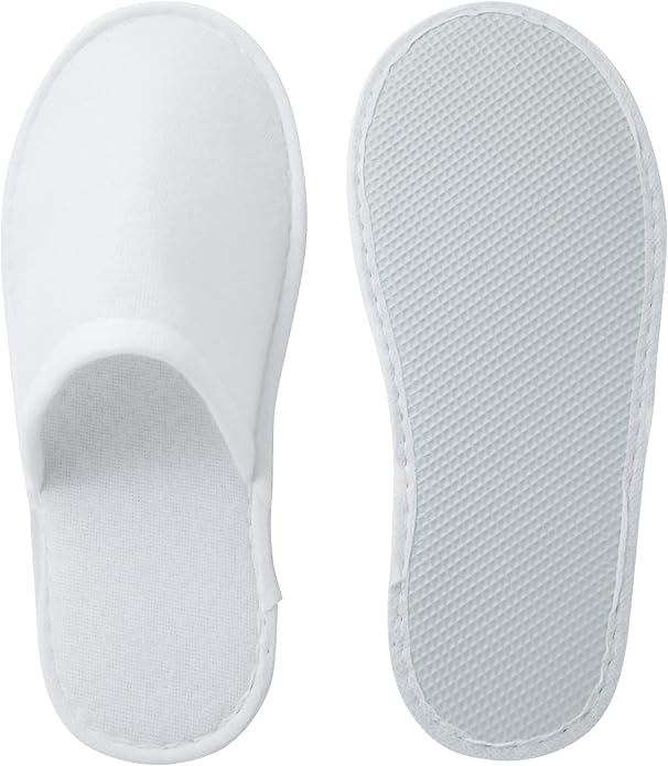 Juvale Disposable Slippers for Guests - Men's US 10/Women's US 11 Medium - White Closed-Toe Cotton EVA Slip-Resistant Sole - Individually Wrapped Spa & Hotel House Slippers Bulk 24 Pairs