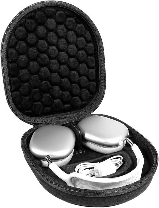 Case for AirPods Max, Hard Travel Headphone Case Supports Sleeping Mode, Portable Protective Storage Bag-Black
