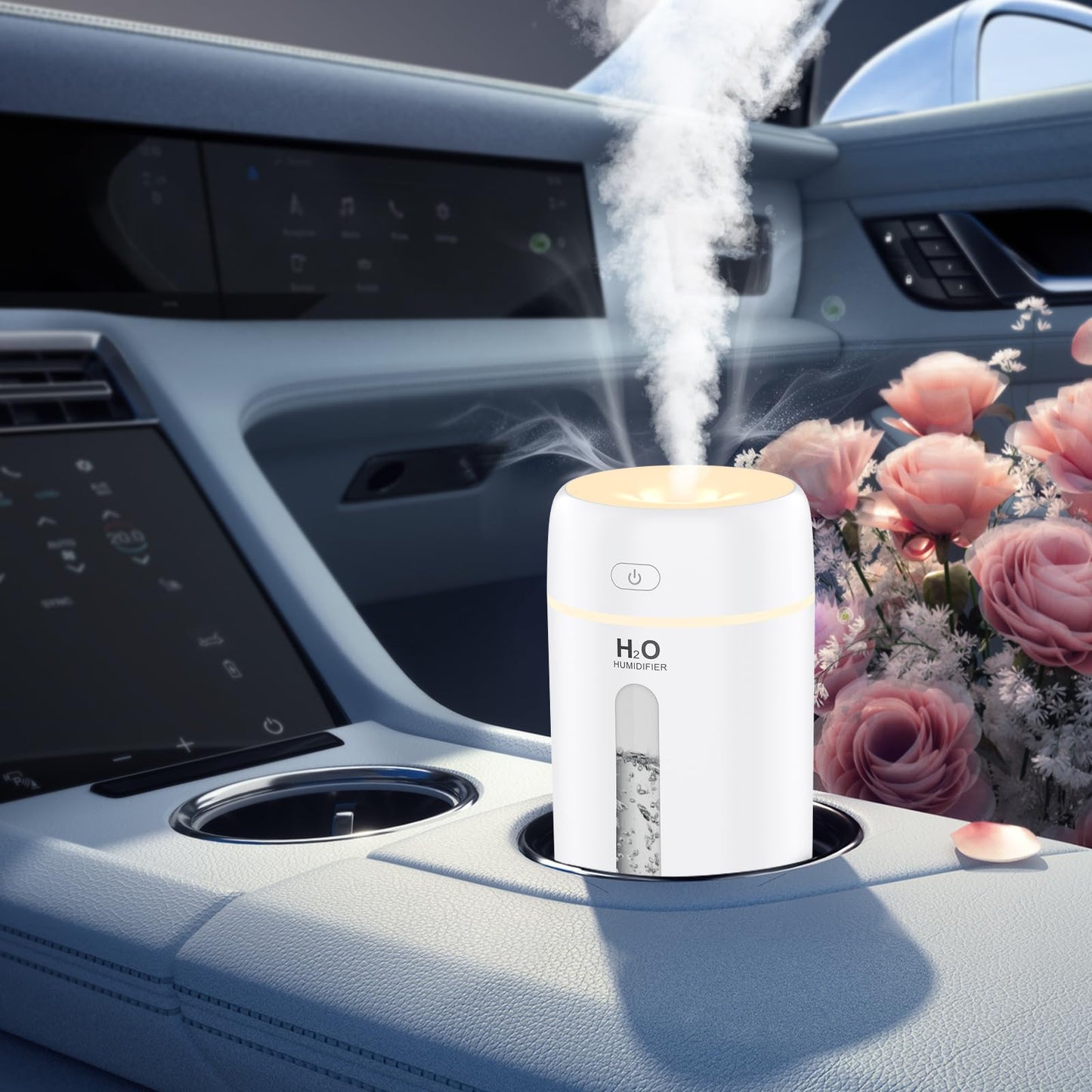 ZPP Portable Mini Humidifier with 7-color Lights for Car, Home, Office, Travel with Night Light, Auto Shut-Off