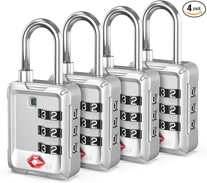 Joyway Luggage Locks TSA Approved, Travel Lock with Zinc Alloy Body, Open Alert, Easy Read Dials, for Travel Suitcase, Bag, Backpack, Tent, Fence, Lockers