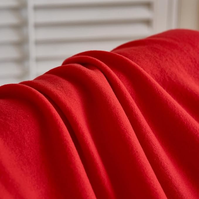 CAI TENG Fleece Throw Blankets Bulk Soft Lightweight Solid Warm Kids Blanket Cozy Christmas Fleece Blanket for Couch Bed Travel Wedding Gifts Outdoor 6 Pack Red 50 x 60 inch