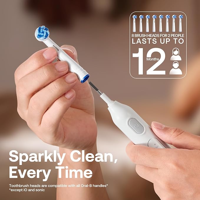 Bitvae Rotating Electric Toothbrush 2 Packs for Adults and Kids, 8 Brush Heads 60-Day Battery Life, 5 Modes Power Toothbrush with 2-Minute Smart Timer, Black & White, R1