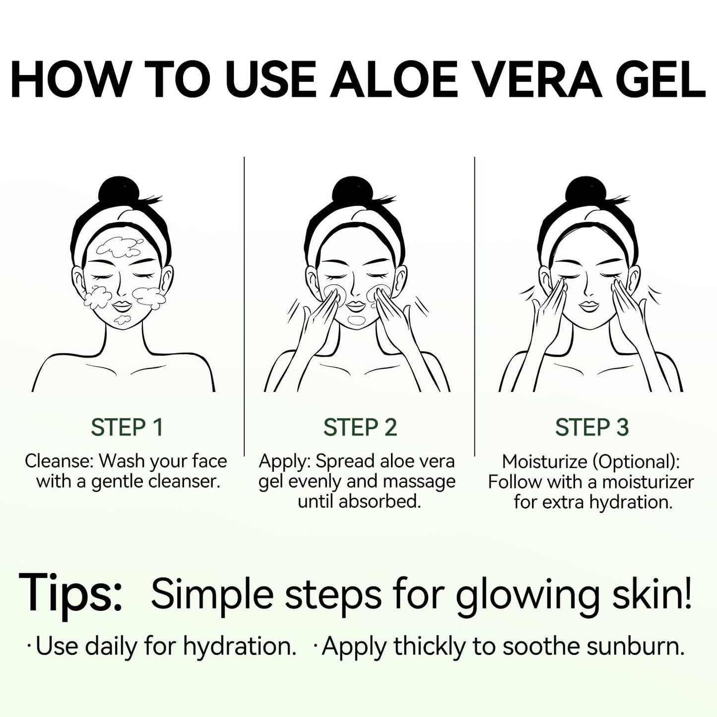 MISSEDSEN Pure & Organic Aloe Vera Gel for Sunburn Relief, After Sun Lotion for Face & Body Skin Care, Daily Facial Moisturizer & Acne Spot Treatment 7 OZ