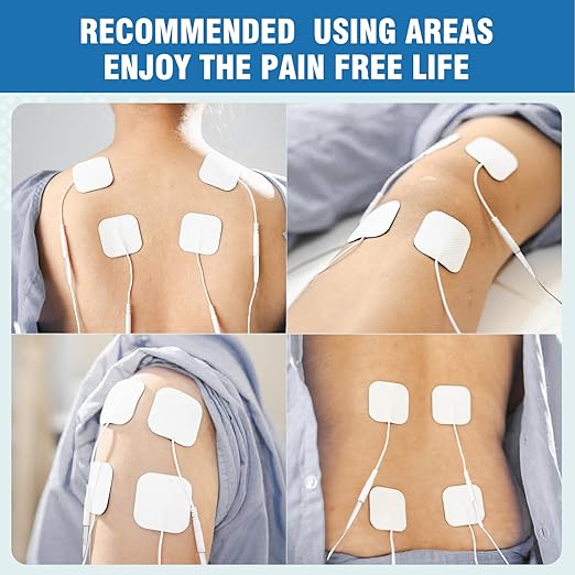40PCS TENS Unit Electrode Pads 2"x2", Improved Gel Reusable TENS Replacement Pads, Latex-Free & Skin-Friendly, Compatible with TENS/EMS