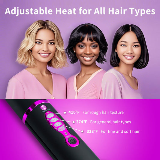 Small Titanium Flat Iron for Short Hair, Mini Cordless Hair Straightener and Curler for Travel, Dual Voltage, Portable, USB-C Rechargeable, Fast Heating, 5000mAh Battery, 3 Temp Settings(Decent Black)