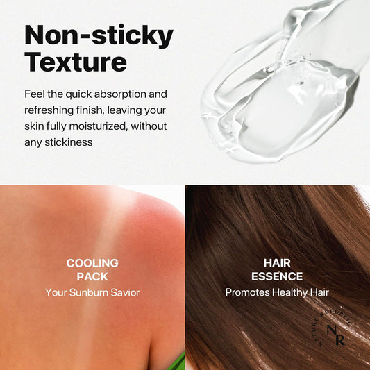 Nature Republic MILD & MOISTURE ALOE VERA WATERY GEL (3 PCS) Quick Hydration & Moisturizing,fast absorbing non-sticky texture,korean skin care for Face,Hair,Sunburn relief, aftershave, all Skin Types