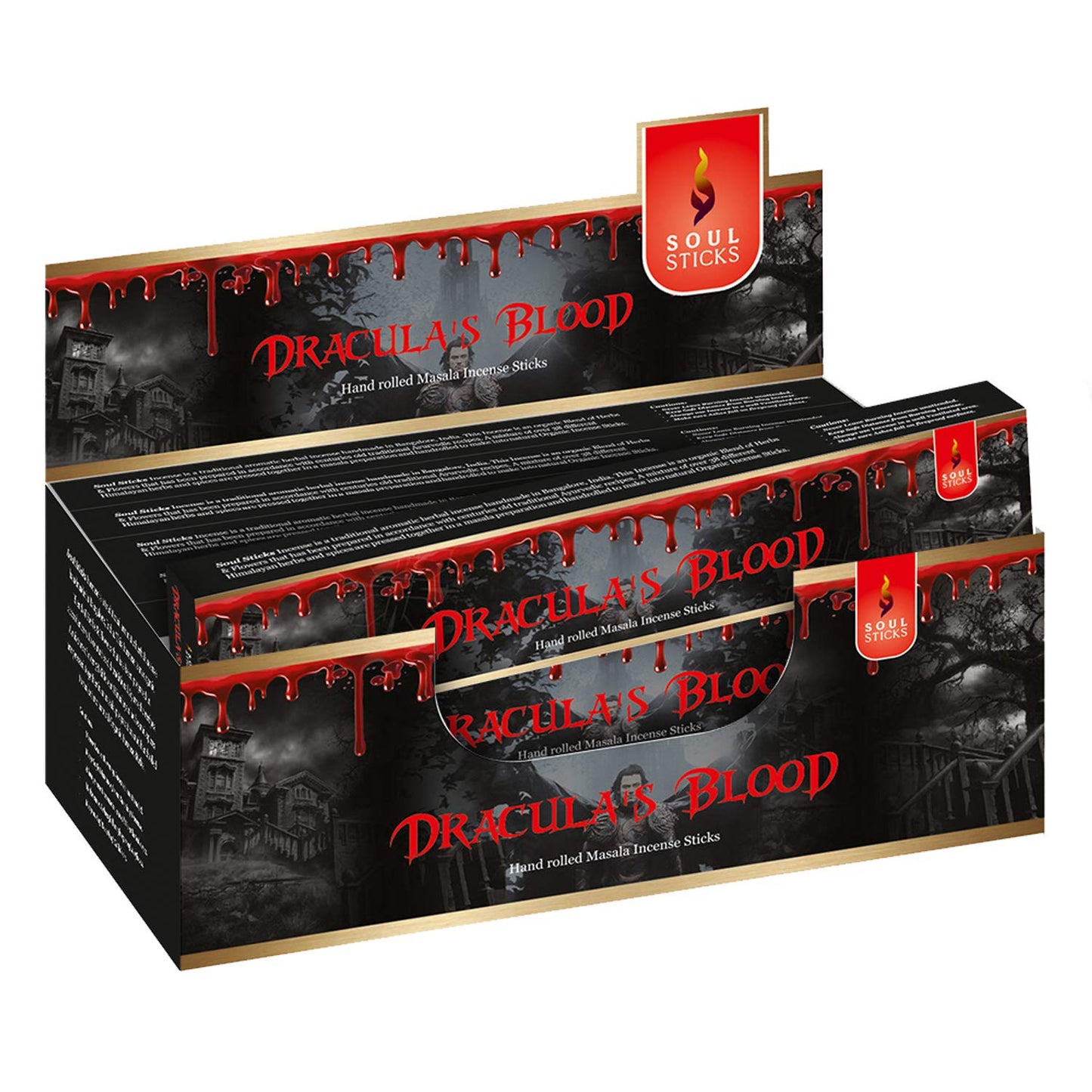 Soul Sticks Hand-Rolled Incense Sticks Evil Spirit Blends 180 Gram Box | 100% Natural Masala Incense Organic Home Fragrance Agarbatti (Dracula's Blood)