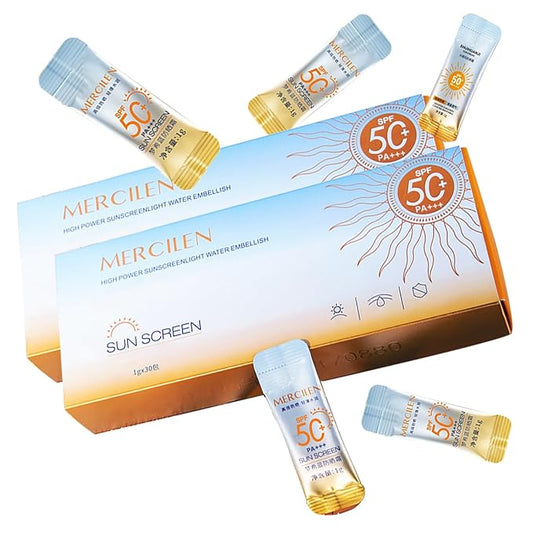 60PCS Mini Sunscreen SPF50+ PA+++ - Travel Size Sunscreen Bulk for Face & Body, Lightweight & Non-Greasy, Water-Resistant, Perfect for Summer Party & Thank You Gifts