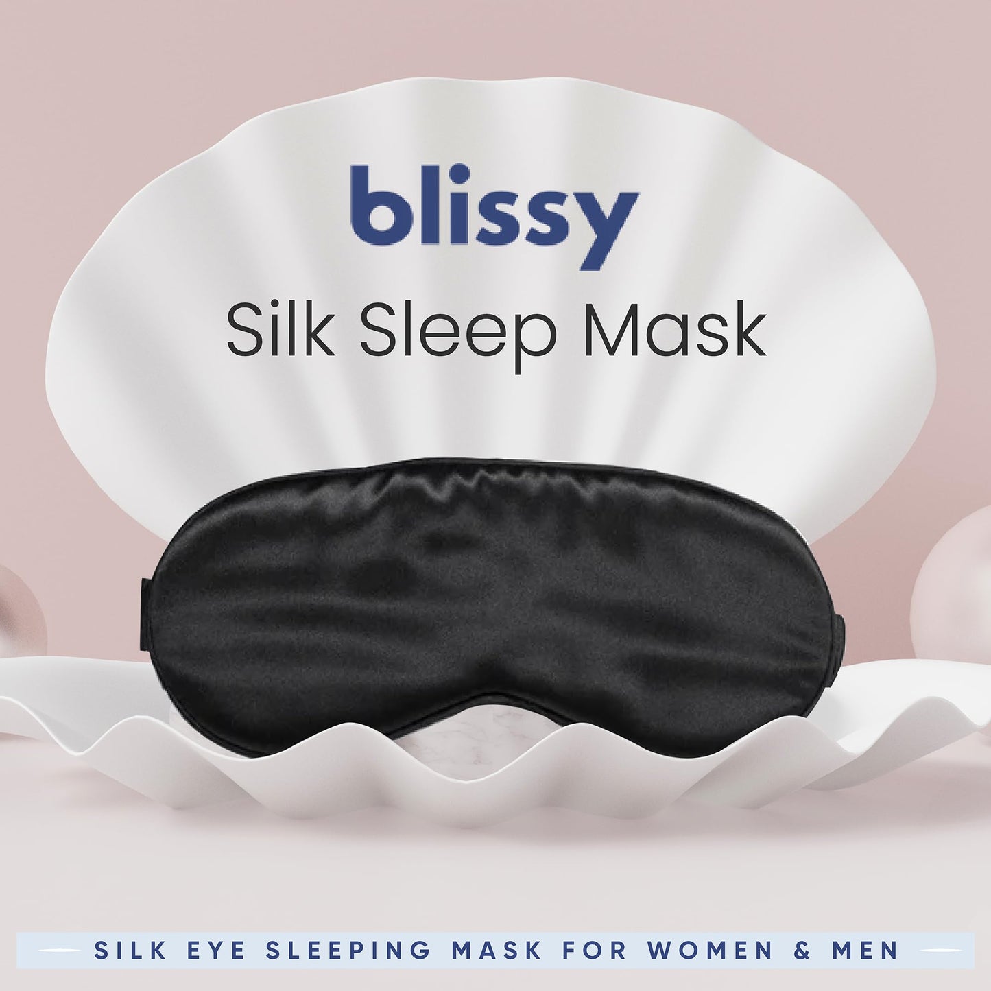 Blissy Silk Sleep Mask - Silk Eye Sleeping Mask for Women & Men for Total Blackout - Silk Eye Mask - 100% Pure Mulberry Silk, 22 Momme 6a Fibers - Blindfold Silk Sleep Mask Side Sleeper Eye Cover