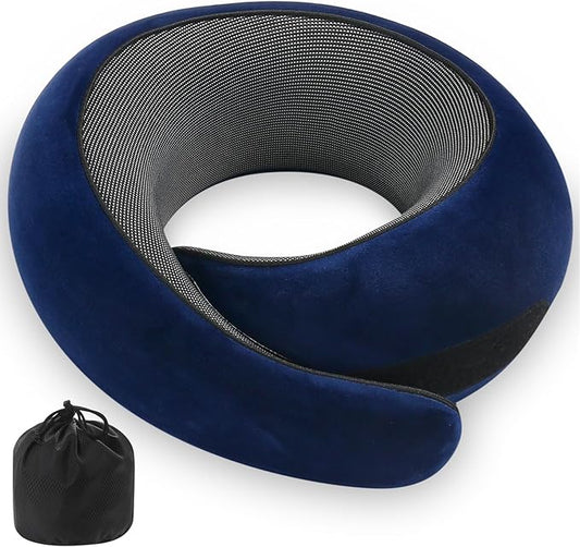 Neck Pillow, Travel Pillow uses Memory Foam to Support Neck Comfort, Ideal Companion for Airplane and car Travel, Compact, Convenient, and Versatile Airplane Sleep Pillow(Dark Blue)