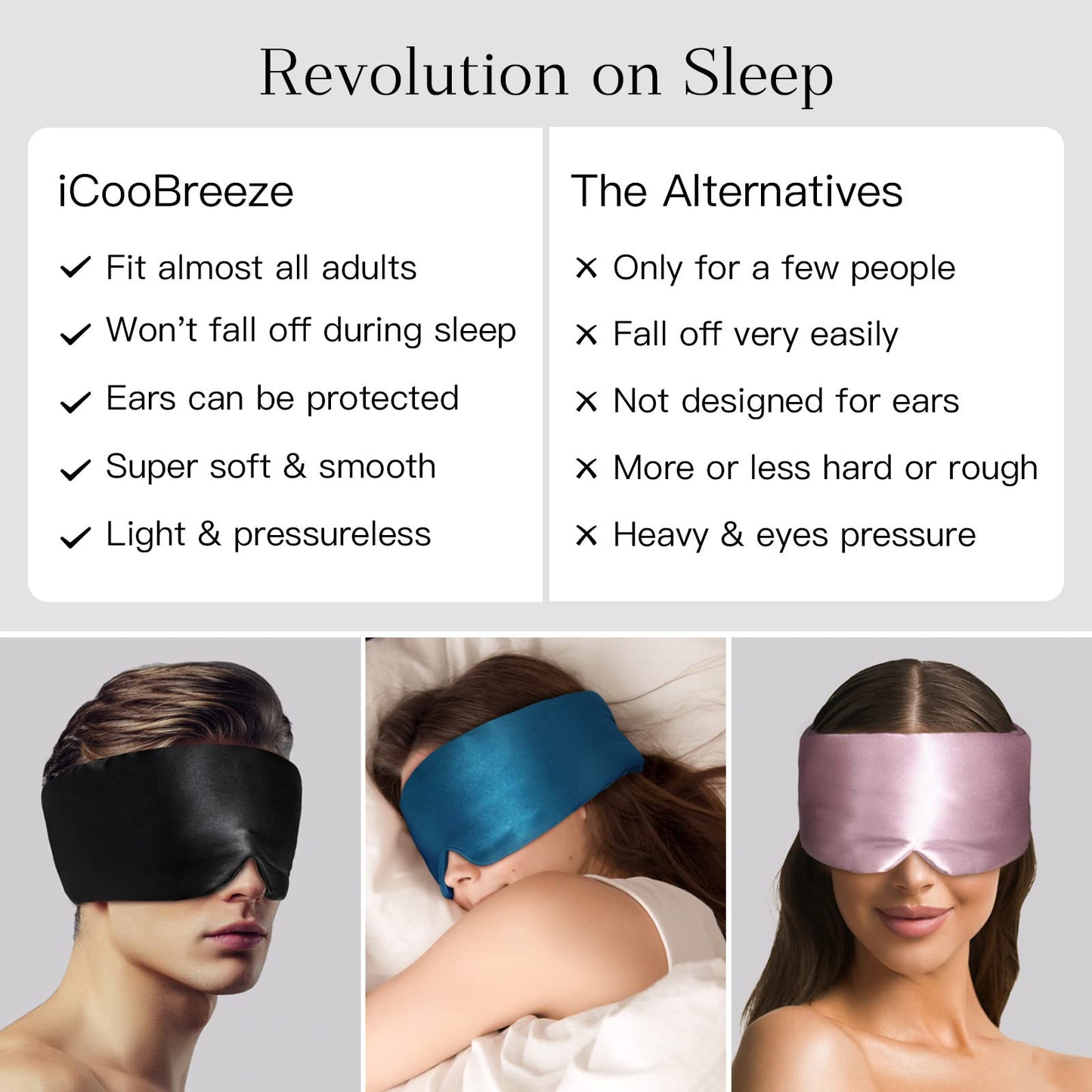 iCooBreeze 100% Natural Silk Eye Mask for Women Men, Soft Pressureless Cooling Blackout Eye Covers for Sleeping, Large Size Sleep Mask fits All Heads Adjustable, 1PC, Lotus Pink