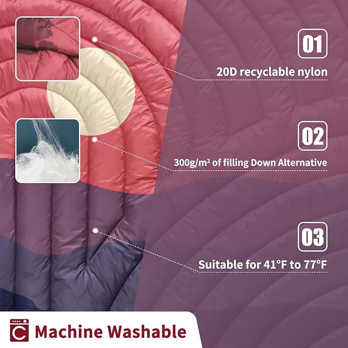 Camping Blanket,Lightweight Down Alternative Puffy Printed Camping Blanket Packable Outdoor Blanket for Camping,Traveling, Stadium, Hiking, Picnics