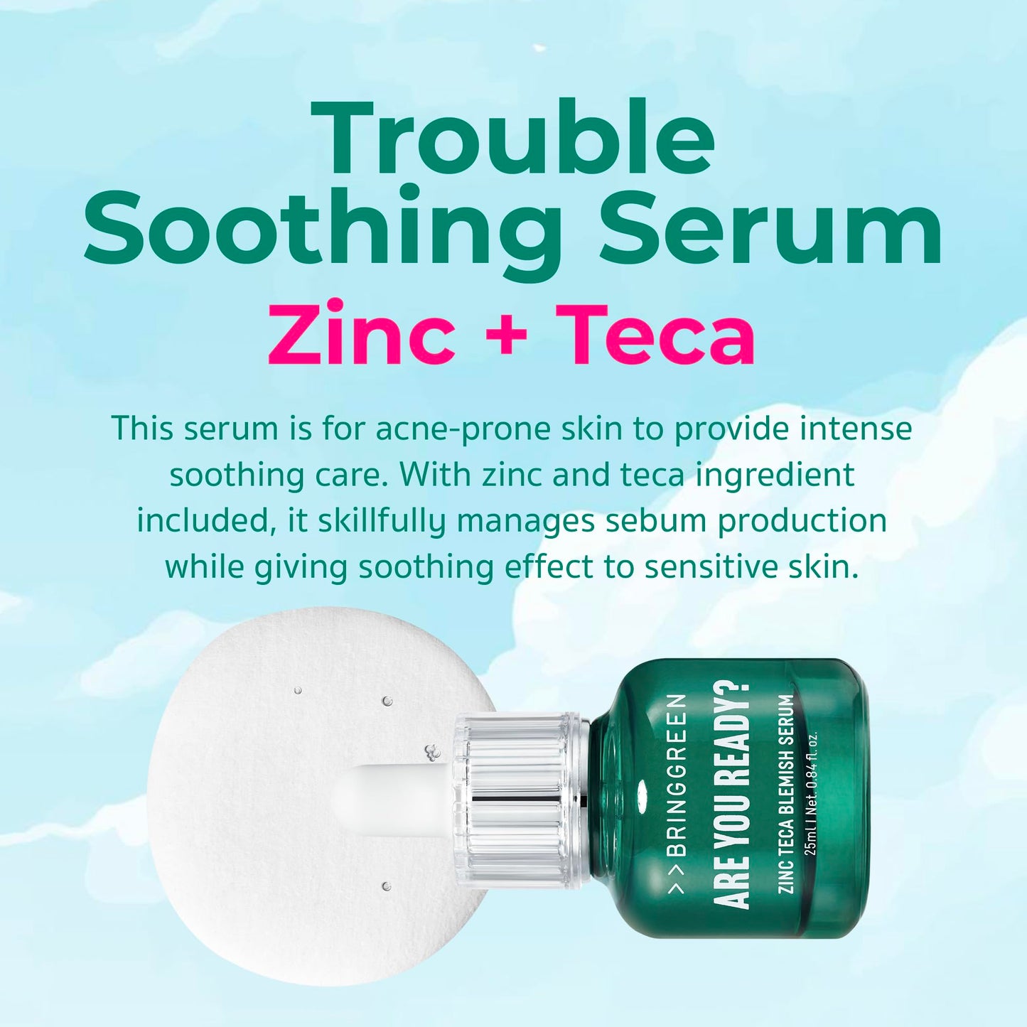 BRING GREEN X NETFLIX SQUID GAME Edition Zinc Teca Serum 25mL | Calming Serum for Skin Soothing & Oil Control | Includes Free Gonggi Tossing Game as Seen in Squid Game