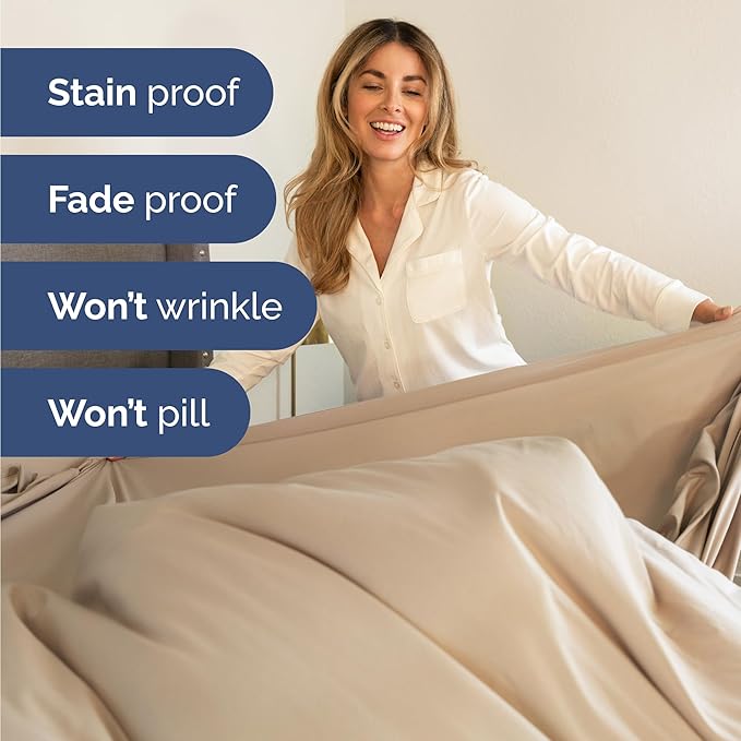 Bulk Case Pack of 12 Sheet Sets - (12) Complete Sheet Sets - Bulk Queen Bedding - Wholesale Case Pack for Hotels, Spa & Airbnbs - Deep Pocket, Fade & Wrinkle Free - Cooling & Breathable - Queen, Cream
