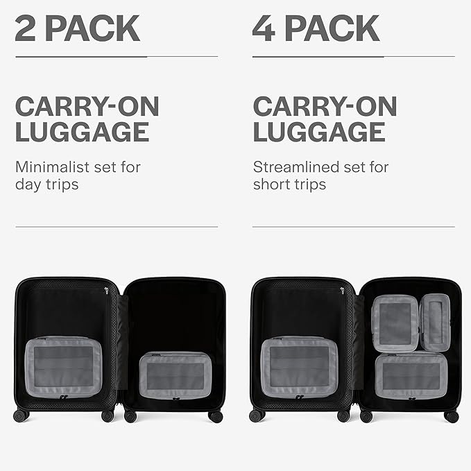 Compression Packing Cubes for Travel - Luggage Organizer Bags - Double Zipper Packing Cubes for Suitcases (2-Pack, Dark Grey)