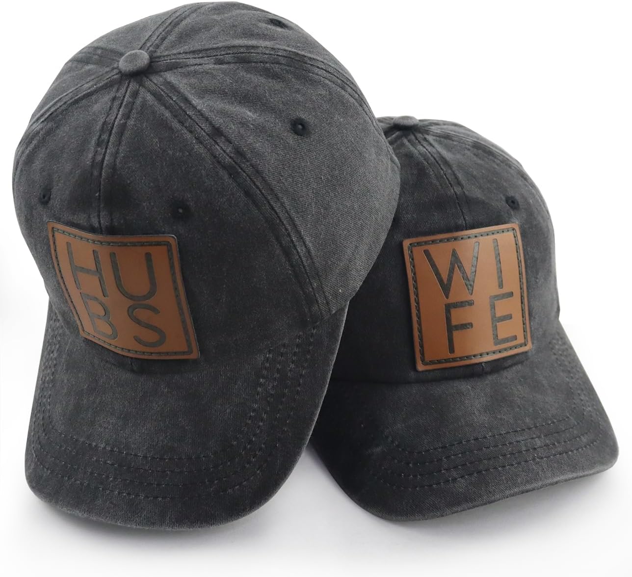 Mr and Mrs Gifts, Hubby Gifts for Men, Wifey Hat for Women, 2 PCS Honeymoon Hats, Just Married Gifts for Husband Wife Bride Groom, Adjustable Cotton Couple Baseball Cap Black
