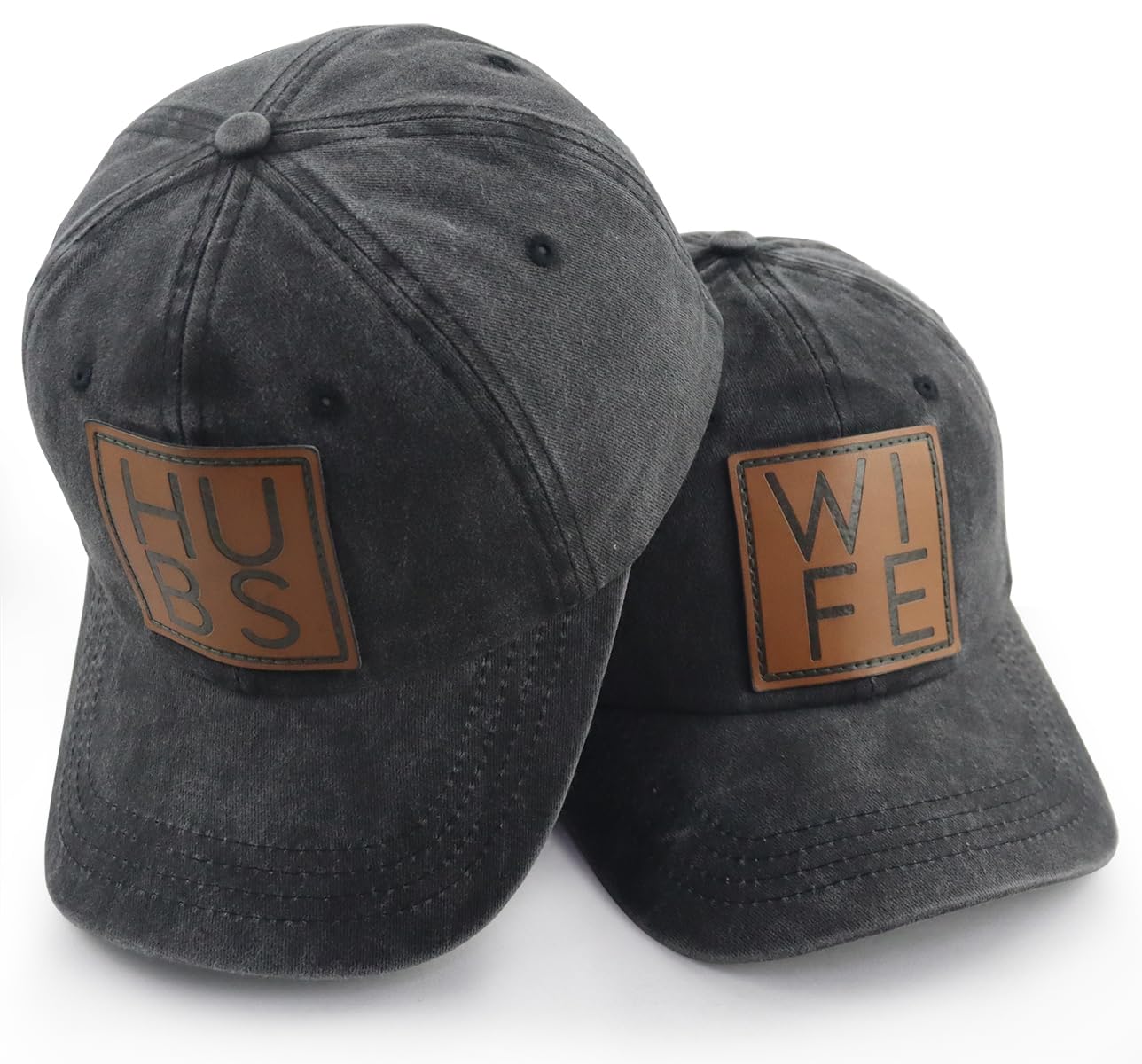 Mr and Mrs Gifts, Hubby Gifts for Men, Wifey Hat for Women, 2 PCS Honeymoon Hats, Just Married Gifts for Husband Wife Bride Groom, Adjustable Cotton Couple Baseball Cap Black