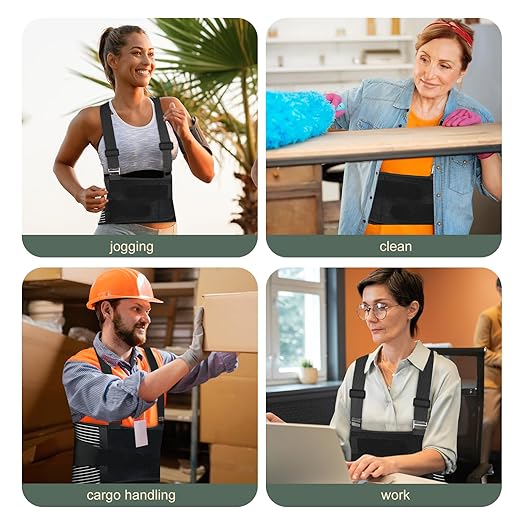 Back Brace for Men Lower Back Brace for Work Support Brace with Removable Shoulder Straps for Lower Back Pain Women Back Support Black XL