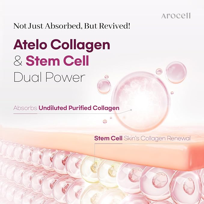 AROCELL Super Collagen Mask 4 Facial Sheet 5,000,000ppb Overnight Dual Matrix Hydrogel Masks with Low Molecular Weight Collagen for Elasticity Hydrating Anti-Aging Cooling Korean Skincare, 43g x 4ea
