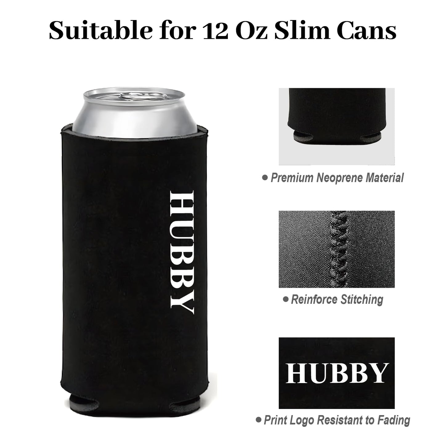 PartyGifts&beyond Honeymoon Essentials Hubby and Wifey Gifts Slim Can Coolers Wedding Can Coolers Engagement Gifts for Couples(HW-TR)