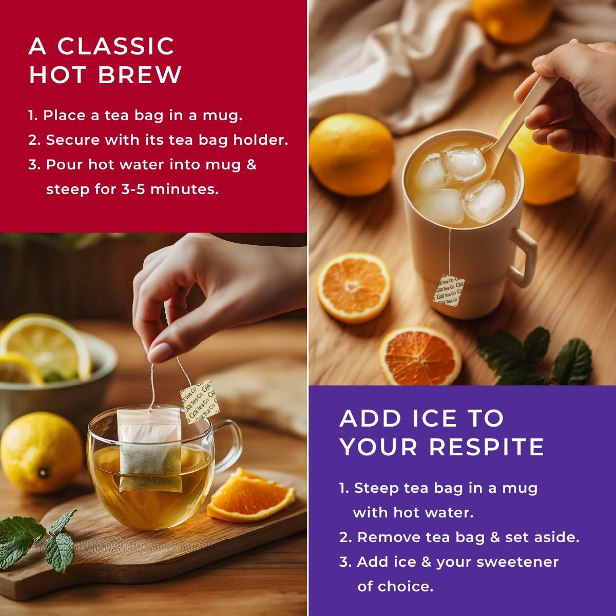 Gya Tea Co Her Wellness Tea Bags Collection (20 Bags) - 7 Flavors Assorted Tea Variety Pack Gift Set with Citrus Mint, Hibiscus, Chamomile & Ginger - Fruit & Herbal Blends