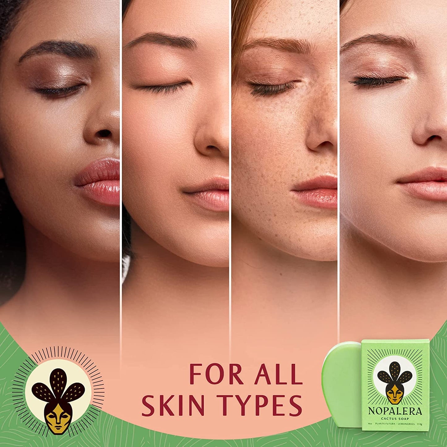 Nopalera Bar Soap, Lemongrass Essential Oils - Natural Body and Face Cleanser, Moisturizing and Exfoliating, Soft Skin Care Made With Clean, Vegan Ingredients, 4 oz