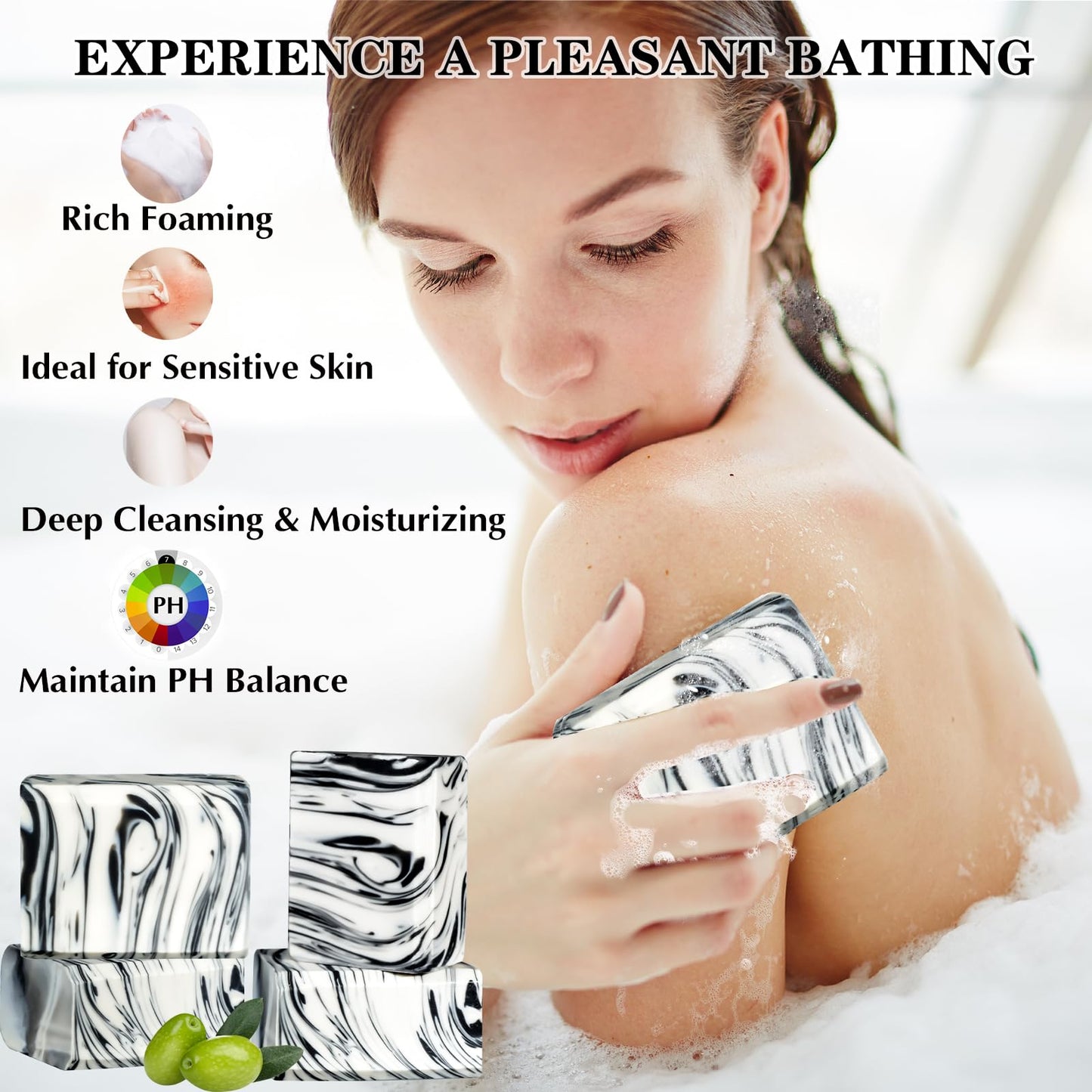 Umpeimvon 5 Pack Castile Soap Bar Handmade Organic Olive Oil Soap, All Cold Process Natural Bar Soap for Women and Men, Olive and Coconut Oil Infused Keep Skin Silky and Hydrated, 3.53 oz