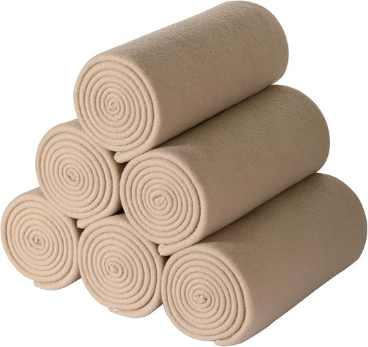 CAI TENG Fleece Throw Blanket Bulk Pack of 6 Lightweight Warm Throws Soft Cozy 50 x 60 inch Pet-Friendly Khaki