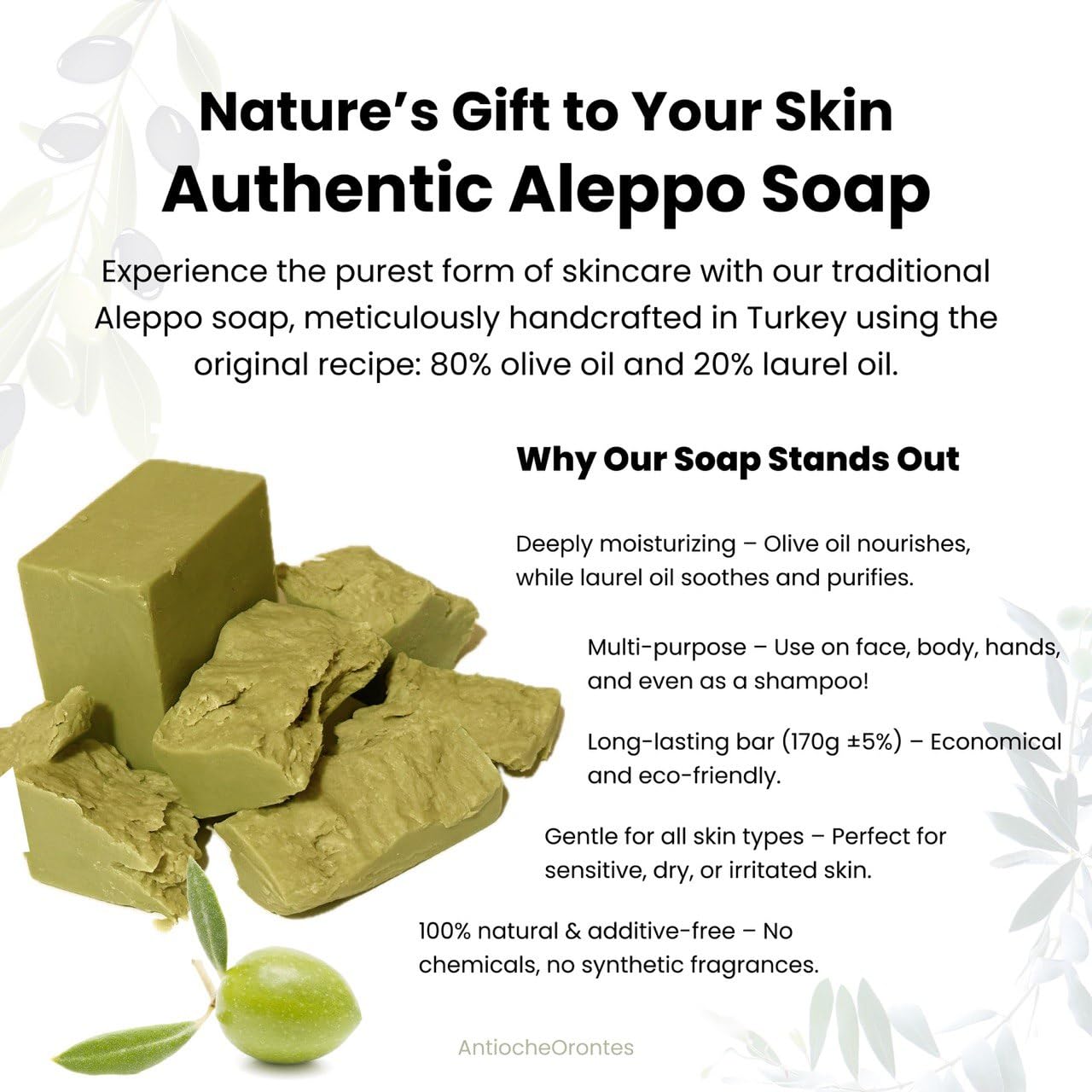 Aleppo Soap 2 Pack (6 oz Each) – 20% Laurel & 80% Olive Oil, Gift-Ready Natural Soap in Premium Box, Handmade Vegan Organic Skincare