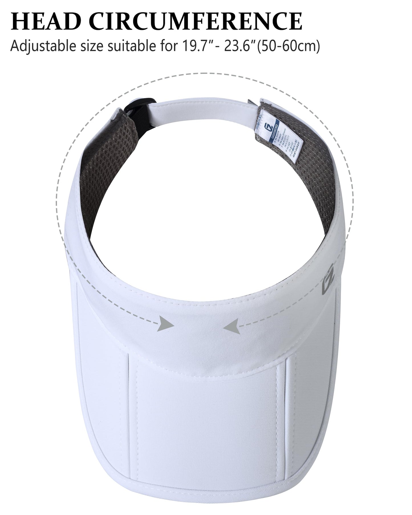 GADIEMKENSD Sports Sun Visor for Womens Men, UPF 50+ Golf Visor Folding Tennis Hat with Reflective Brim, Breathable Sun Hats for Running Pickleball Workout Travel White