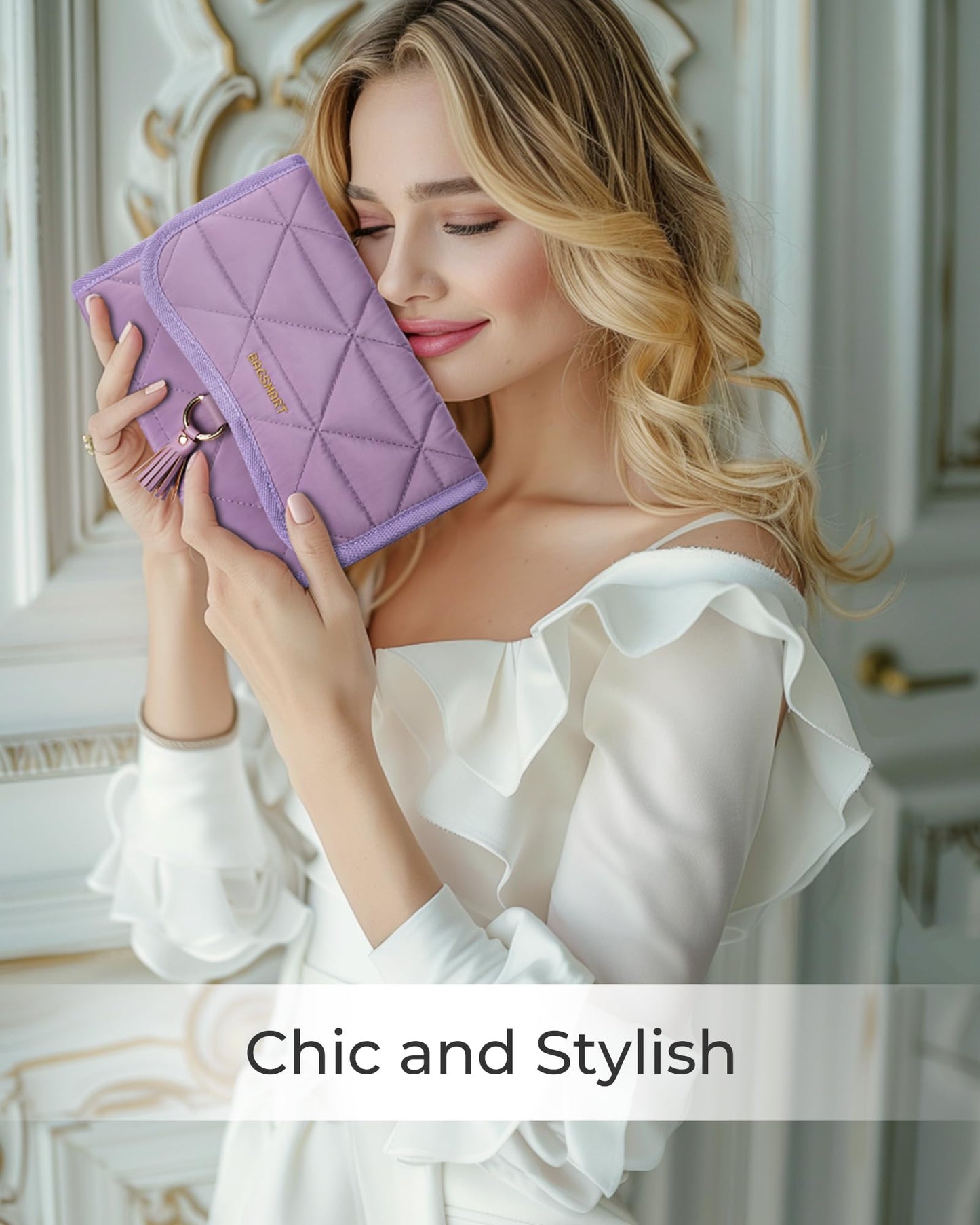 BAGSMART Travel Jewelry Case Organizer, Roll Foldable Jewelry Case for Journey-Rings, Necklaces, Earrings, Bracelets, Brooches, Portable Travel Essentials, Purple