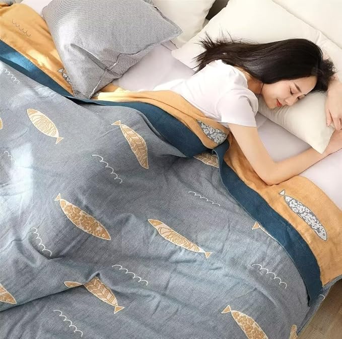 100% Cotton Boho Throw Blanket Queen Size Knitted Woven Throw Blanket for Couch Soaf Bed Reversible Soft Double Side Warm Blanket for All Season Muslin Rustic Quilt 80"x90"