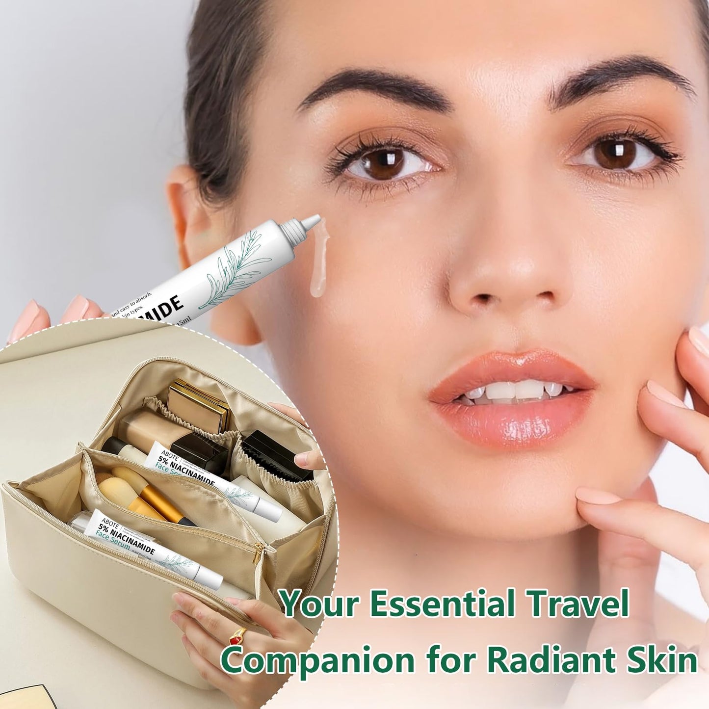 Travel Skincare 5% Niacinamide Serum with 4% Rosemary Extracts - Deep Hydration, Soothes Skin, Enhances Elasticity (3Pack 0.507 fl.oz | 15ml)