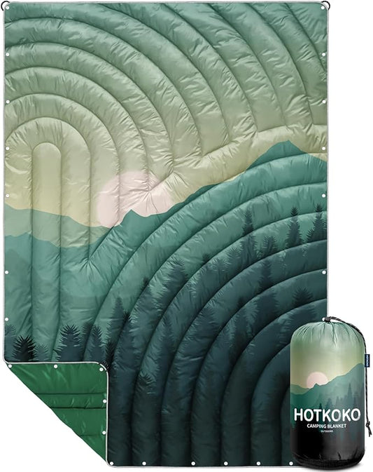 Camping Blanket,Puffy Printed Camping Blanket Lightweight Packable Outdoor Blanket for Camping,Traveling, Stadium, Hiking, Picnics