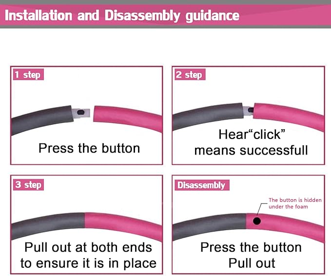 Auoxer Fitness Exercise Weighted Hoop, Detachable and Size Adjustable Design, Lose Weight Fast by Fun Way, Fat Burning Healthy Model Sports Life