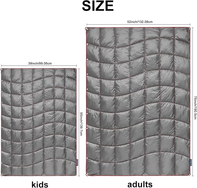 Camping Blanket, Packable Puffy Blanket Down Alternative Blanket Lightweight Windproof Water Resistant for Outdoors,Hiking, Backpacking,Beach,Car,Picnic,Stadium 52x75in