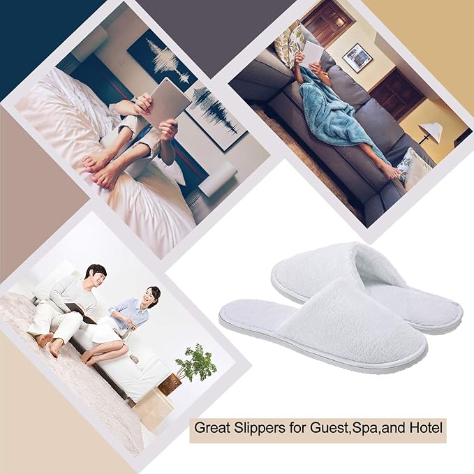 AhfuLife Spa Slippers 10 Pairs of Hotel Slippers 2 Sizes, Disposable Closed-Toe Slippers for Guest, House Slipper Non-slip Unisex for Wedding, Party, Travel, Bedroom