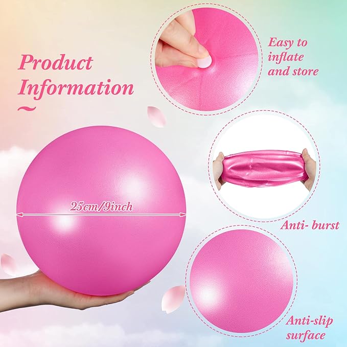 Aoriher 10 Pieces 9 Inch Exercise Pilates Ball Yoga Therapy Core Ball for Yoga Stability Barre Training Stretching Physical Posture Training Gym