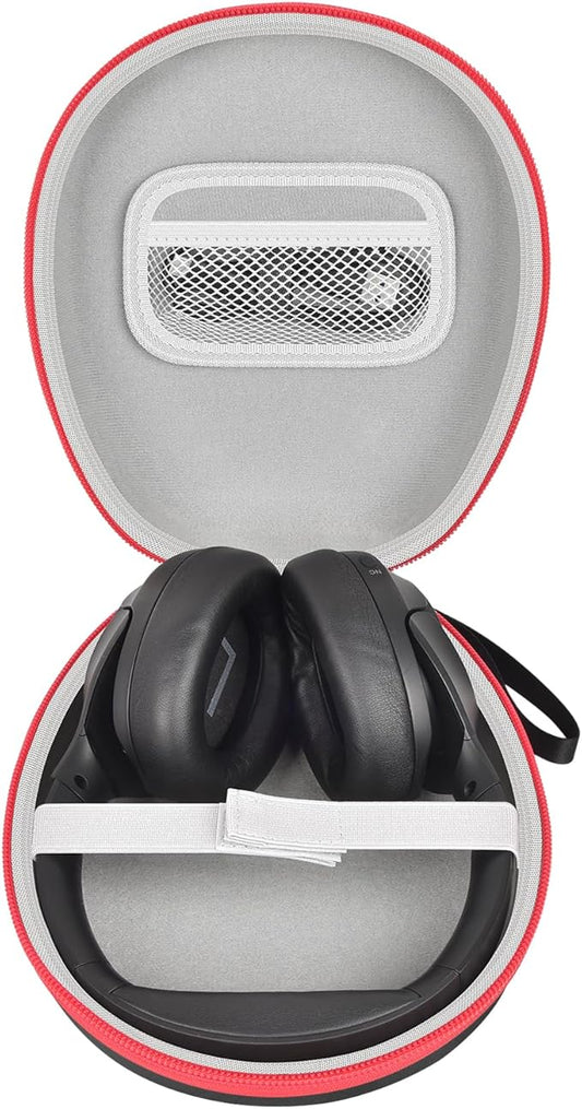 Comecase Universal Headphone Case Comepatible with JBL/for Beats/for Sony/for Bose Max Over Ear Headphone and More, Travel Carrying Box for Bluetooth Wireless Headset (Black+Red Zipper)