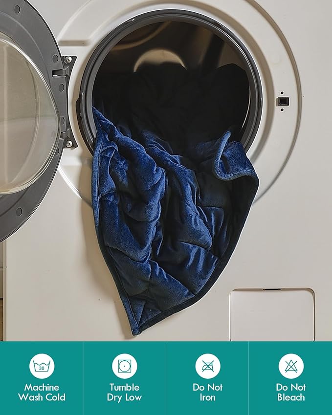 Kaisa Weighted Blanket for Adults(7 lbs, 41" x 53"), Soft Weighted Lap Blanket Machine Washable, Small Heavy Blankets with Glass Beads for Travel & Sleep,Navy Blue