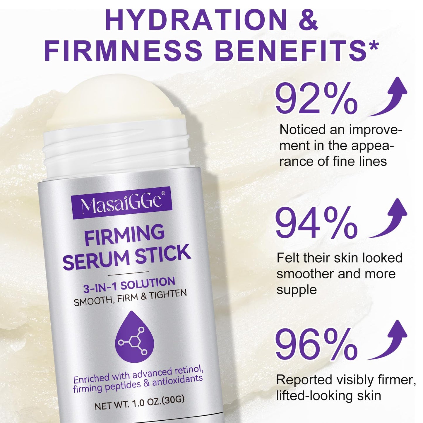 Firming Serum Stick with Retinol, Firming Stick for Face and Neck for Deep Wrinkles, Retinol Skin Booster Serum Stick, Skin Tight, Lifting Sagging Skin,Anti Aging,Reduce Wrinkles & Fine Lines, Nourish