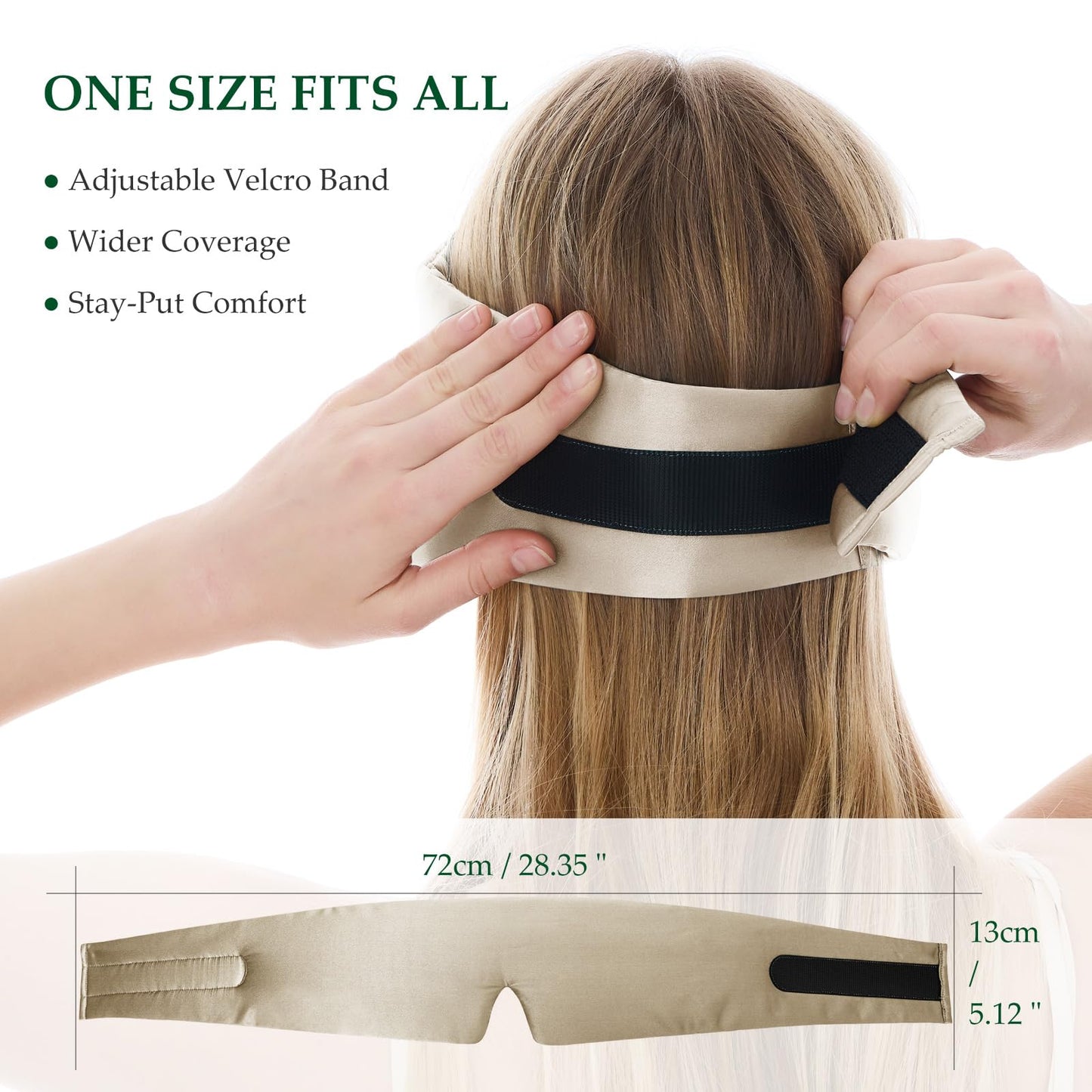 SGMSILK 100% Mulberry Silk Sleep Mask, Large Size Travel Eye Masks for Side Sleepers, Adjustable Sleeping Mask for Women and Men, 100% Blackout Eye Mask for Sleeping Champagne