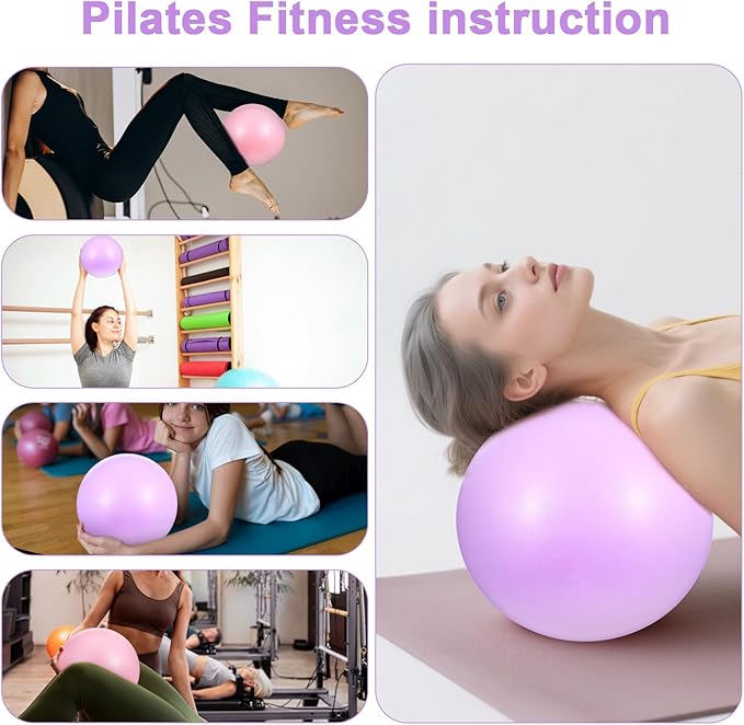 2 Pcs Pilates Ball 9 Inch Small Exercise Mini Soft Workout Yoga Ball Squishy Exercise Barre Yoga Balls for Home Gym Pilates Core Training Workout Balance Stability with Inflatable Straw
