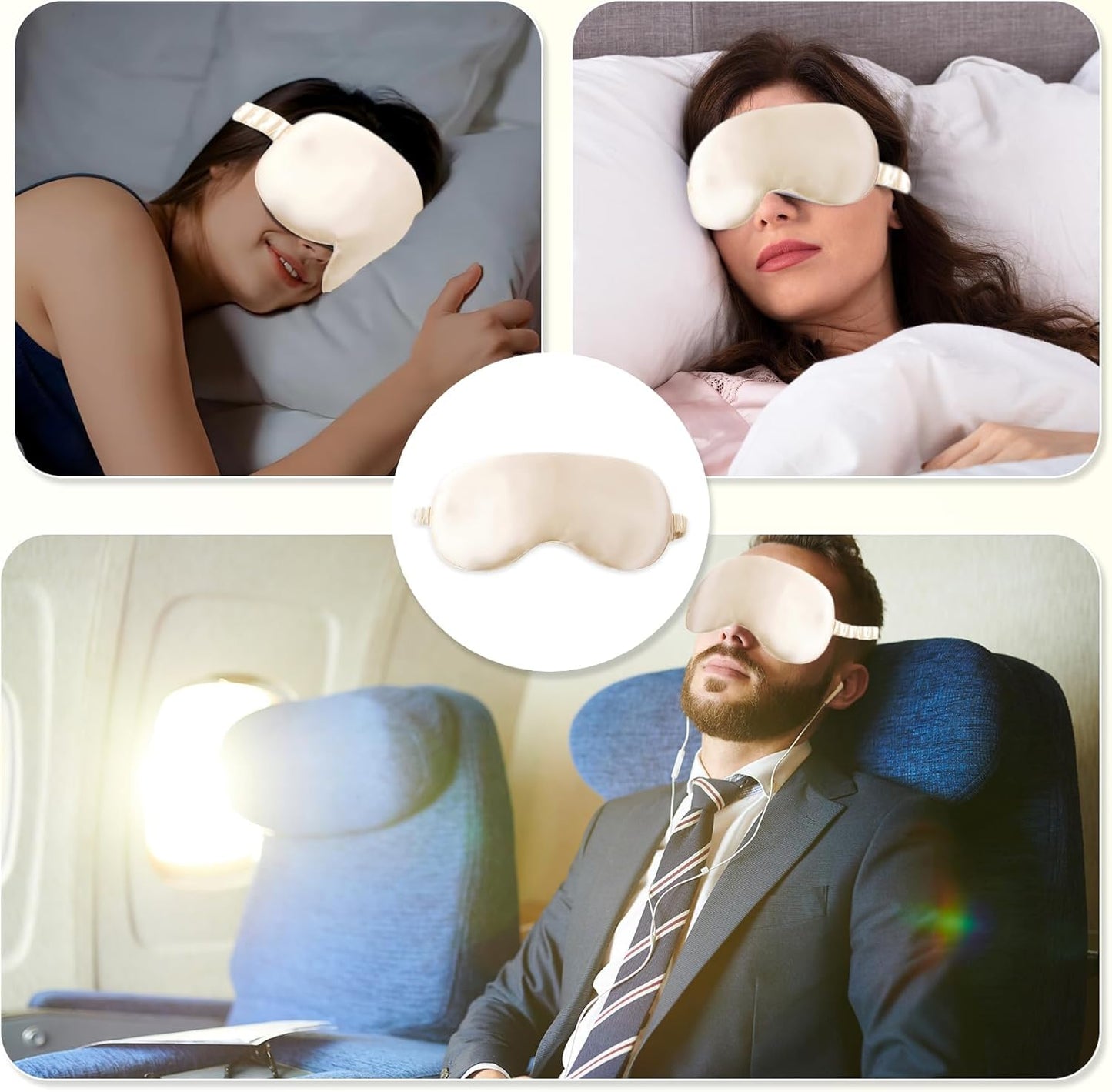 Nature Silk Sleep Eye Mask - Sleeping Mask for Women Men, Soft Pressureless Cooling Blackout Eye Covers for Sleeping, Light Blocking Eye Cover, Ideal Birthday Gift with Gift Package
