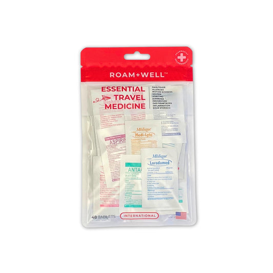 Roamwell Essential Travel Medicine Kit, OTC Travel Medication, TSA Approved (International | 48 Tablets)