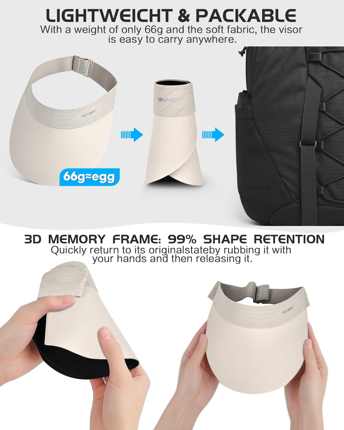 YANIKY Visor Hats for Women/Men Sun Protection UPF 50+ Lightweight Sport Sun Hats Adjustable Empty Top Cap Ponytail Cap for Outdoor