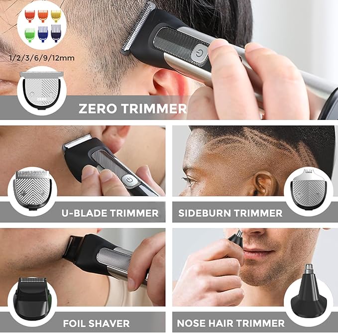 Beard Trimmer for Men – Stainless Steel Electric Razor & Shaver, Cordless Hair Clippers Grooming Kit, IPX7 Waterproof Nose Ear Face Body Trimmer, USB-C Rechargeable with Travel Lock, Gifts for Men